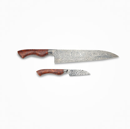 The Artificery - Custom Stainless Damascus Integral Chef/Paring Knife Set