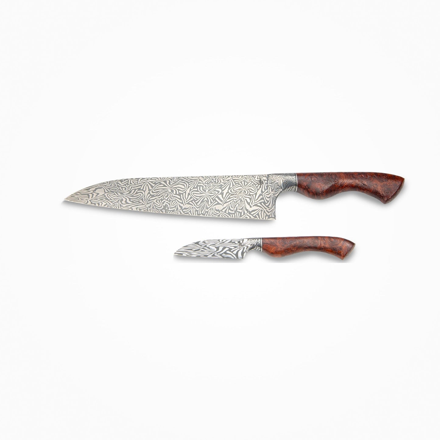 The Artificery - Custom Stainless Damascus Integral Chef/Paring Knife Set