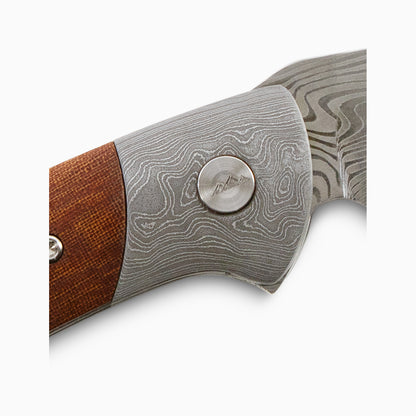 Glory Folder Semi-Custom #231 Linen Micarta - Raindrop Damascus - Thor Damasteel