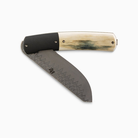 Brad Zinker - Custom Bartlow Skinner 3.0 Damascus Pocket Knife w/ Mammoth Ivory Scales