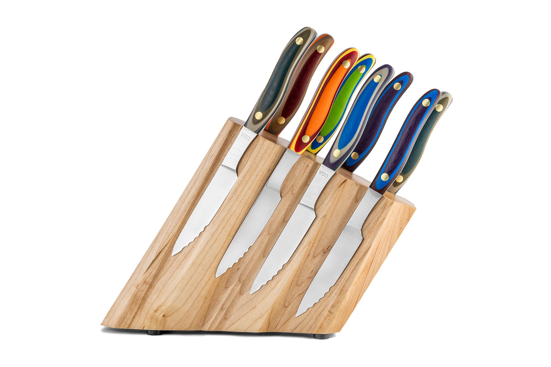 Zelancio Universal Slotless Oak Wood Knife Block w/ Rubber Flex
