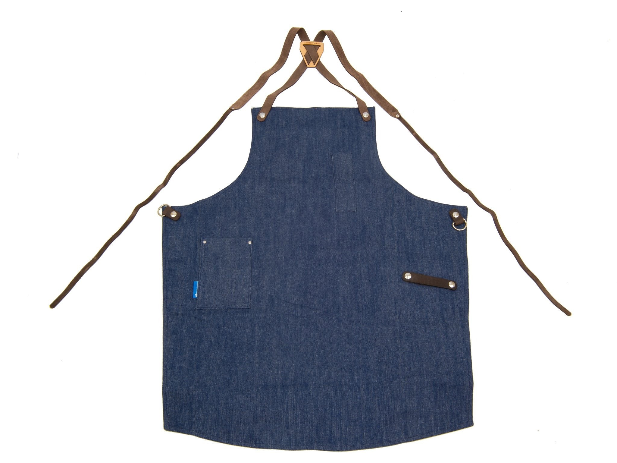 Professional black cotton apron with central pocket